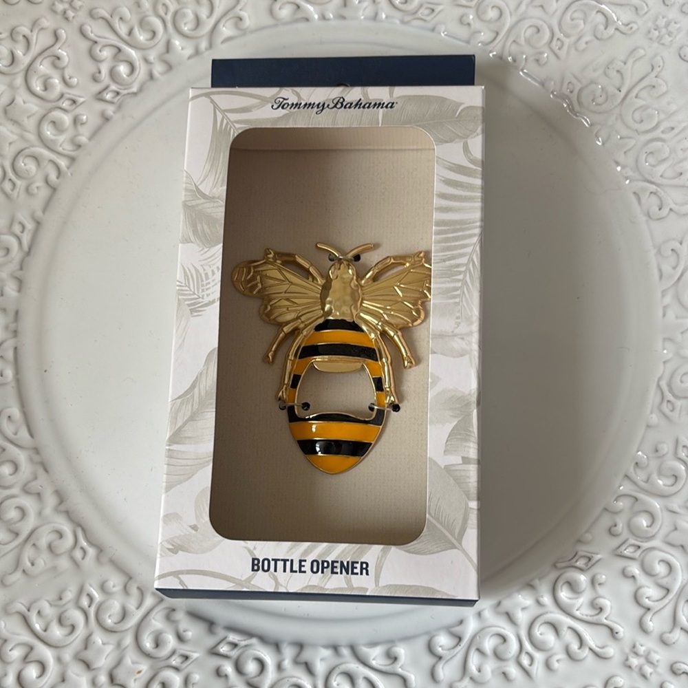 Tommy Bahama Gold and Black Bee Bottle Opener NWOT